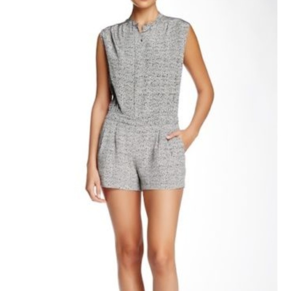 Vince Pants - $375 Vince Gray Static Print Silk Romper 4